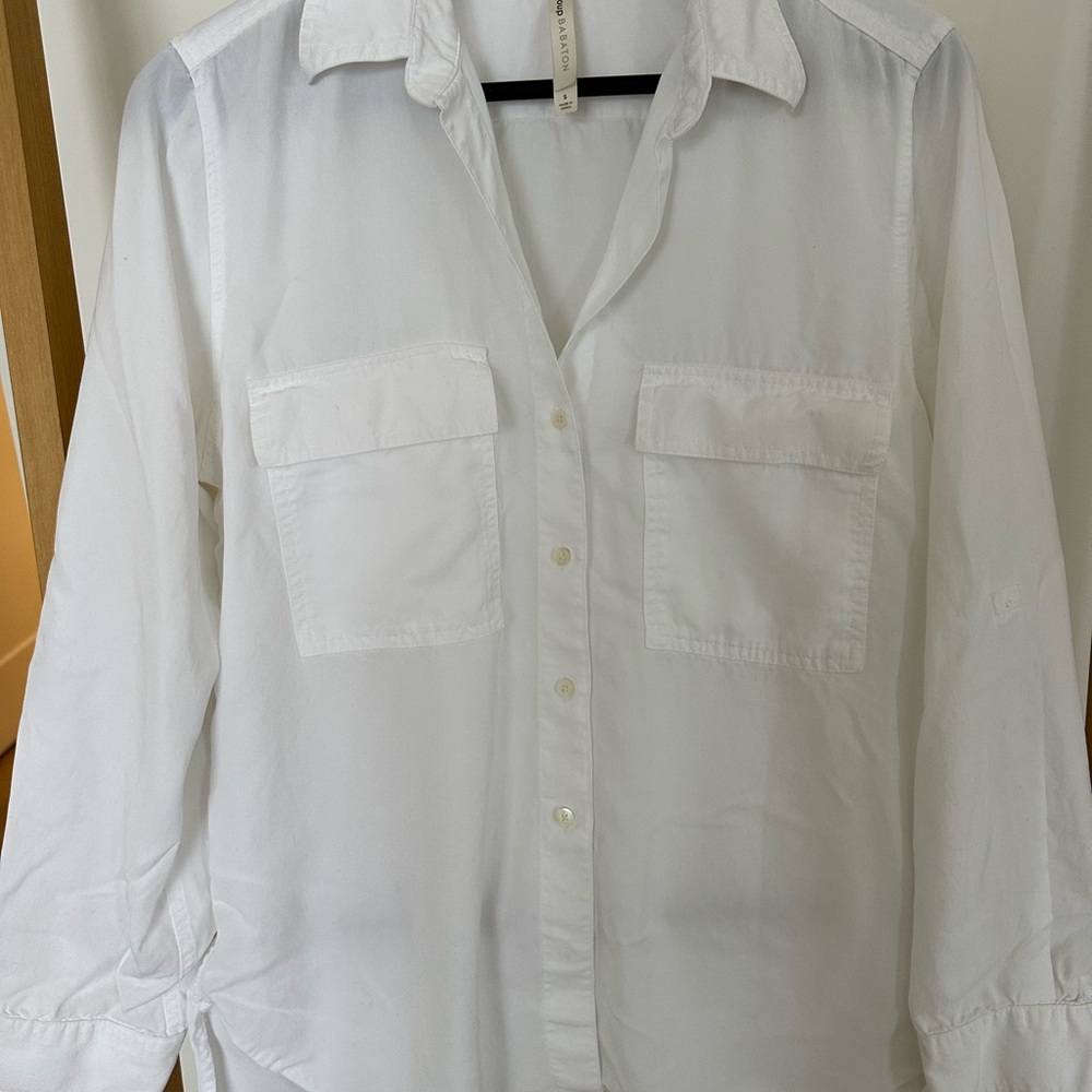 Aritzia White Button Down Shirt Classic Cotton Blend